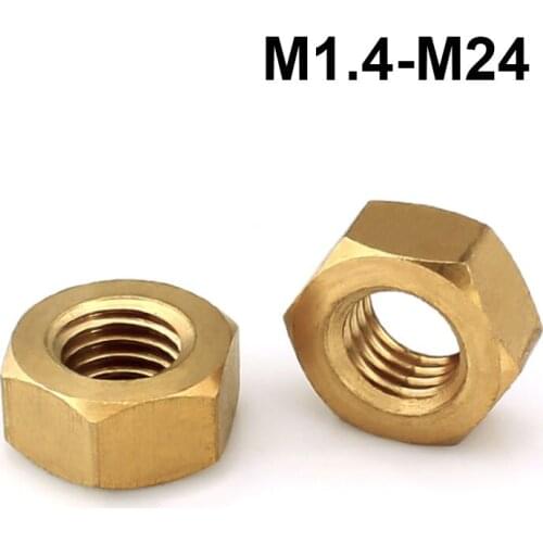Brass Hex Nuts Hexagon Nut M1.4 M1.6 M2 M2.5 M3 M4 M5 M6 M8 M10 M12 M14 M16 M18 M20 M22