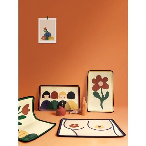 Cute Entrance Door Mat Suede Carpet Dustproof Bedroom Door Mat Bathroom Mat Absorbent Anti-slip Bedroom Bath Rugs