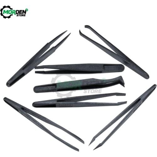 7pcs Anti-Static Stainless Steel Tweezer Set Maintenance Repair Tool Kit Anti Static Model Making Tool Hand Tool Set Dropship