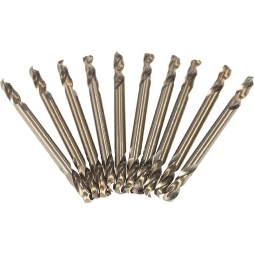 10pcs 1/8" M35 HSS-Co Drills Double Ended Cobalt M35 Drill Bits Set with Storage Box