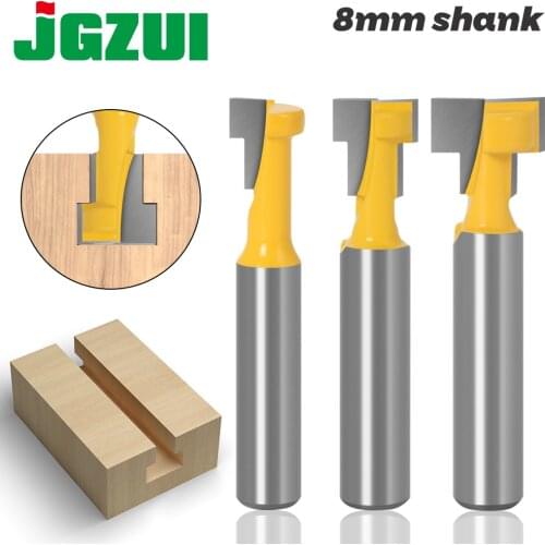 3pc 8mm Shank T-Slot Cutter Router Bit Set Hex Bolt Key Hole Bits T Slotting Milling Cutter for Wood Woodworking