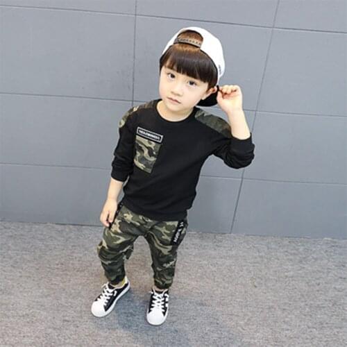 Boys spring and Autumn sport camouflage two-piece suit for children baby clothe kids clothe Sportswear suits for boys