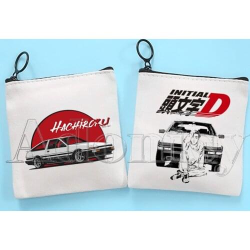 Initial D Cute Solid Color Canvas Coin Purse Small Fresh New Zipper Key Bag Hand Gift Bag