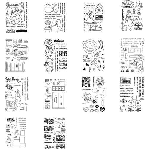 4*6 inch Clear Transparent Stamps Relaxing Office Ladies Mermaid Dog Bear Elf Sofa Drawer Furniture Various Script Words 2020