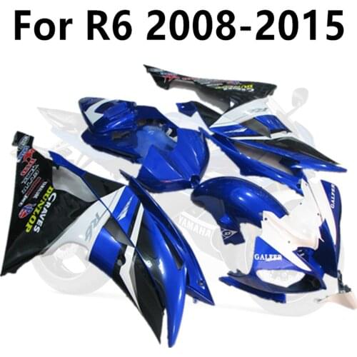 Blue White Glossy Print Ads Motorcycle for YAMAHA R6 2008-2015 YZF600 08-09-10-11-12-13-14-15 Cowling Full Fairing Kit