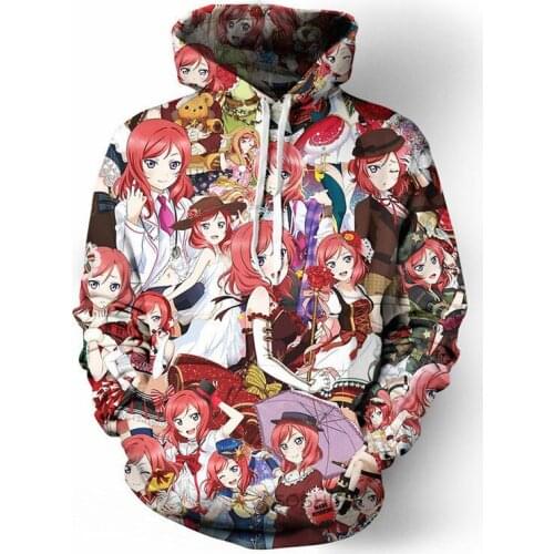 SOSHIRL Love Live Anime Idol Hoodies Hipster Funny Cool Cosplay Hoody Unisex Kawaii Kotori Minami Pullovers Sunshine Maki Tops