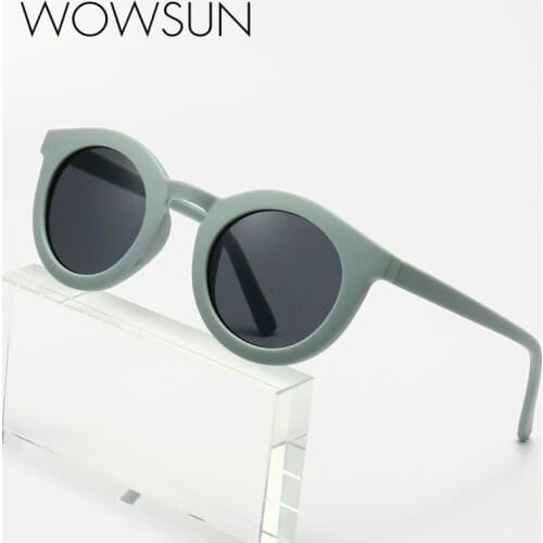 WOWSUN Men Women Classic Retro Rivet Sunglasses Round Design Oval Frame UV400 Protection Oculos Glasses Women Fashion