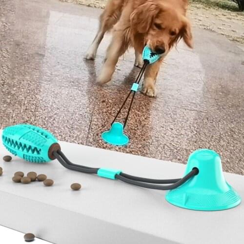 2020Green Pet Molar Bite Dog Toys Rubber Chew Ball Cleaning Teeth Safe Elasticity Soft Puppy Suction Cup Dog Biting Toy