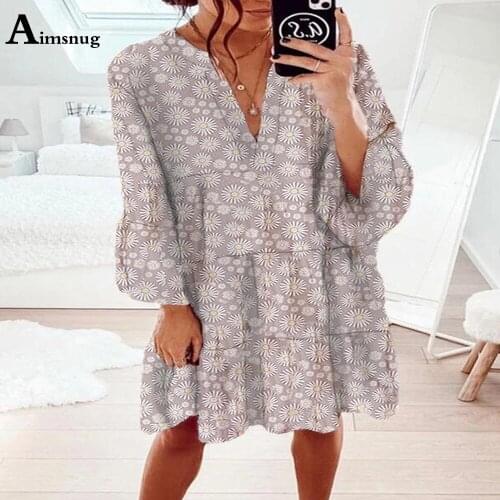 Plus size 3xl Women Sexy Chic Dress Patchwork V-neck Flower Print Short Mini Dresses Ladies Bohemian Lantern Sleeve Dress Femme