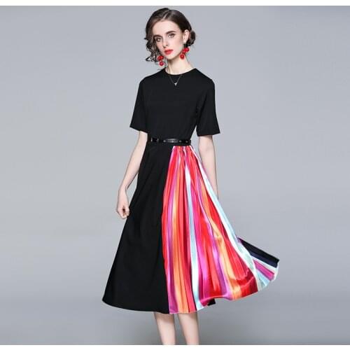 ZUOMAN Women Spring & Summer Elegant Dress Festa High Quality Long Vintage Party Robe Femme Patchwork Designer A-Line Vestidos