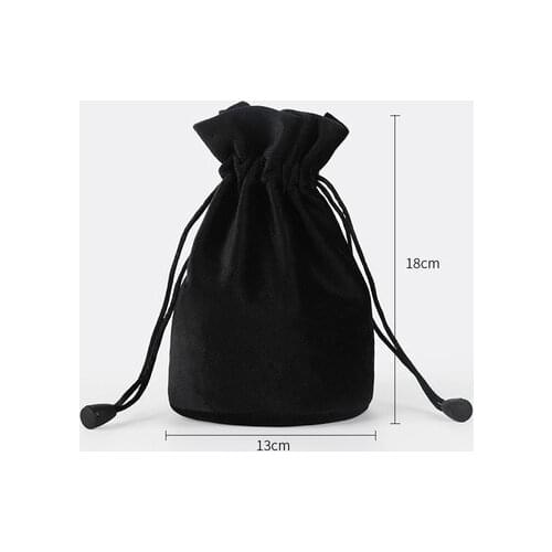 10pcs/lot 13x18cm Black/Purple/Brown/Grey/Green Round Bottom Drawstring Silk Velvet Pouch Wedding Gift Packing Decor Favors Bags