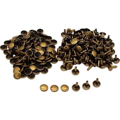 100pcs Leather Rivets Double Sided Rivet Tubular Metal Studs for DIY Leather Craft Rivets Replacement (2 Sizes)