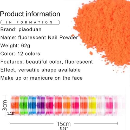 12Pcs Resin Bright Fluorescent UV Pigment Powder Black Light Reactive Luminous Resin Pigment Kit Jewerly Making