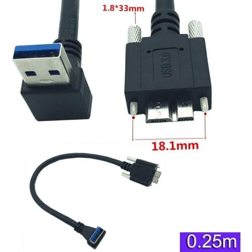 25cm USB 3.0 Micro B male to USB A male Down angle cable