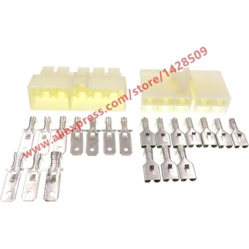 5 Sets 10 Pin 6.3mm Auto Electrical Connector Car ABS Plug With Terminals