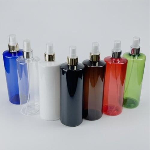 500ml White 12pcs/lot Plastic Bottles With Light Gold/Light Silvery/Matte Silvery Spray Pump Container Empty PET Spray Bottles