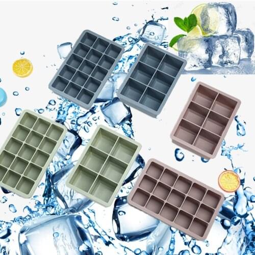 6-hole/15-hole Ice Box Food Grade Silicone Ice Cube Square Tray Mold Cube Maker Form Cake Pudding Chocolate Molds Easy To Remove