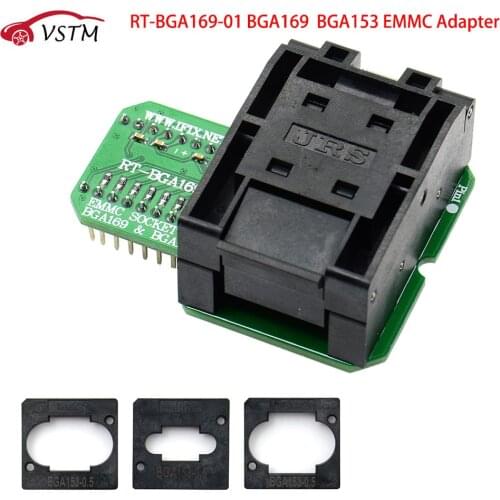 2019 RT-BGA169-01 BGA169 / BGA153 EMMC Adapter V2.1 With 3pcs BGA bounding box For RT809H Programmer