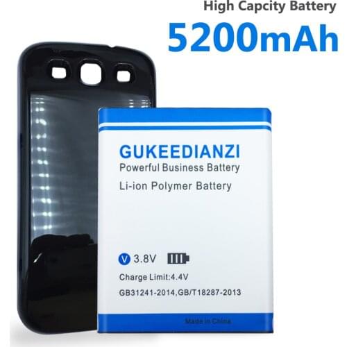 5200mAh GUKEEDAINZI EB-L1G6LLU Battery For Samsung GALAXY S3 SIII I9300 Extended Mobile Rechargeable Batteries+Free Back Cover