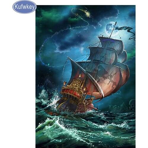Diamond Embroidery"sailboat on the sea sailing"square Diamond Painting Cross Stitch,Mosaic diamond picture,natura scenery,Crafts