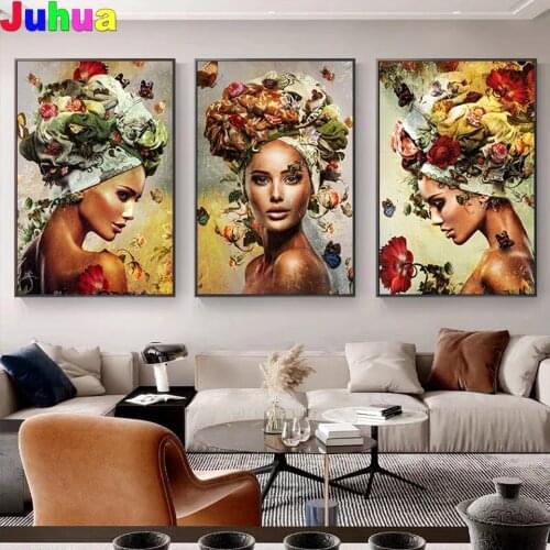 Profile Woman Flower butterfly fairy Diy Diamond painting full drill mosiac Diamond Embroidery abstract beauty home Decor