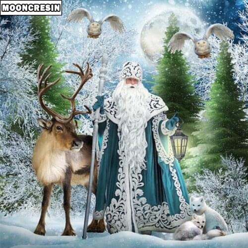 Diy Diamond Embroidery Paint With Diamonds Santa Claus and Deer Cross Stitch Full Square Diamond Painting Christmas Decoration