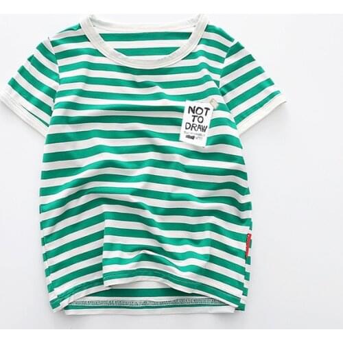 BBD Children Baby Striped T-Shirt Boy Girl Pure Cotton Short Sleeved Top Infants 2-7 Years Outdoor Fashion Kids Clothes New