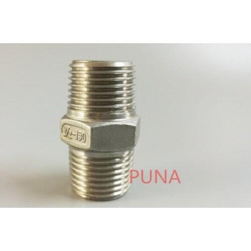 Free shipping 3/8" DN10 Stainless Steel 304 Male Threaded Hexagon Nipple, BSP External Thread, Pipe Fittings