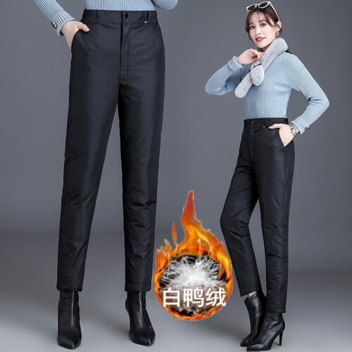 Men and Women Down High Waist Pants For Fashion thicken increase Straight duck down trousers Casual Large size 5XL Snowpants