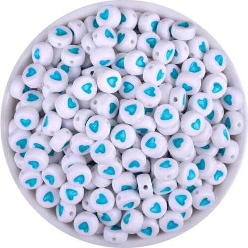 100Pcs Heart Acrylic Alphabet/Letter Round Beads Beads For Jewelry Making 4x7mm