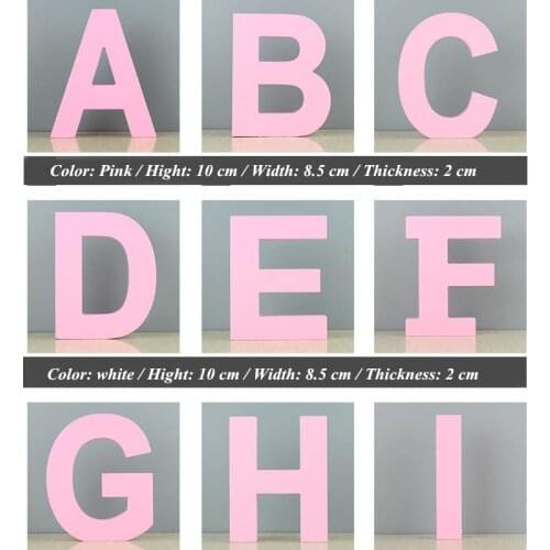 Small Size DIY Wood Pink English Letter Figurines Wooden Hand Printed Alphabet Ornaments Photo Props Wedding Decoration