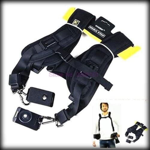 By dhl or ems100pcs Double Shoulder Belt Strap, Black Professional QUICK STRAP For Tow Video Cameras SLR DSLR