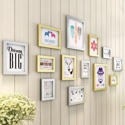 European 13pcs/set Black White Photo Frame for Family Picture Wall Decorative Wooden Picture Frame Sets Wedding Picture Holder L