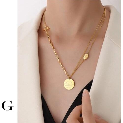 GHIDBK Personalized Double Layered OT Toggle Necklaces Engraved Beloved Disc Pedant For Wife Engagement Gift Faith Jewelry