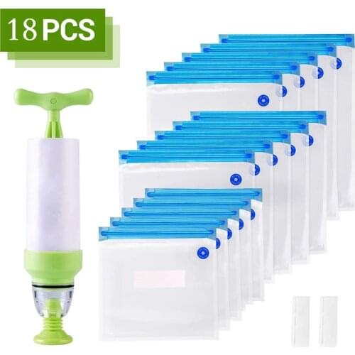 Reusable Vacuum Bags For Freezing Food Storage Seal Bags Fresh Keeping Seal Pack Kitchen Organizer Manual Vacuum Pump Machine