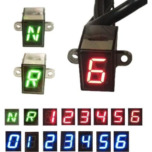 6 Speed with NR Gear Black Universal Motorcycle Digital Display Led Motocross Off-road Moto Light Neutral Gear Indicator Monitor