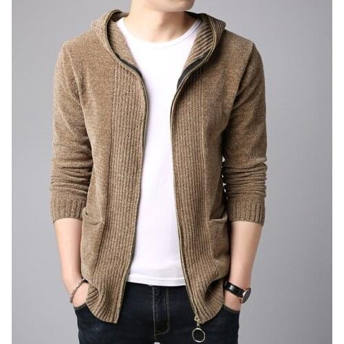 Sweater Men Autumn Winter Thick Warm Cashmere Wool Cardigan Men Streetwear Fashion Hooded Sweater Coat Men