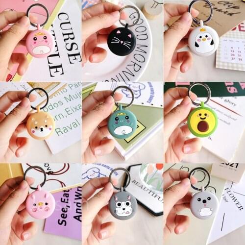 Cute animal Soft Silicone Case For AirTag Tracker Locator Anti-Lost Device Keychain Protective Skin Cover Accessories