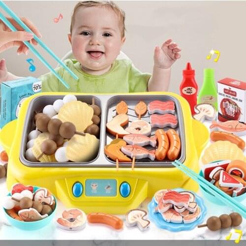 Kitchen toy set children rotary hot pot barbecue oven intelligence brain play family simulation kitchenware