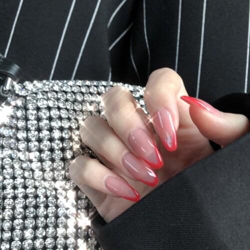 French Ballerina False Nails DIY Middle Length Artificial Fake Nails with Press Glue Nails Extension Manicure Accessories 24Pcs