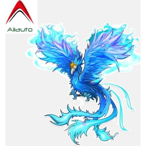 Aliauto Fashion Car Stickers Beautiful Blue Feather Phoenix Accessories Personalized Vinyl Decal for Nissan Renault ,13cm*12cm