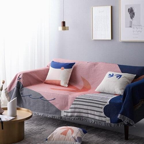 Nordic Geometry Sofa Throw Blanket Simple Carpet Tapestry Sofa Towel Knitted Throw Blanket Bedspread Home Textile Decorative