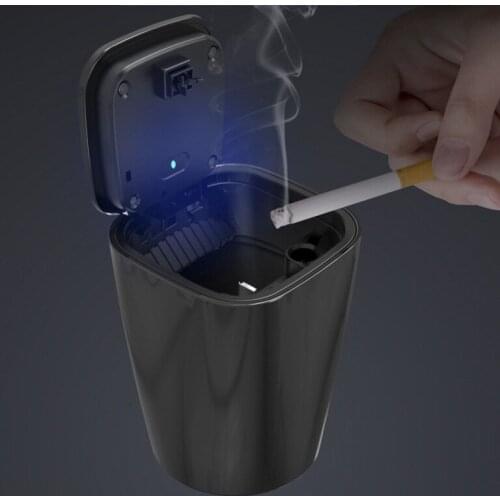 New With Led Light Car Ashtray Cigarette Smoke Holder Home Office Gift For Boss Automotive Interior Decoration Accessories