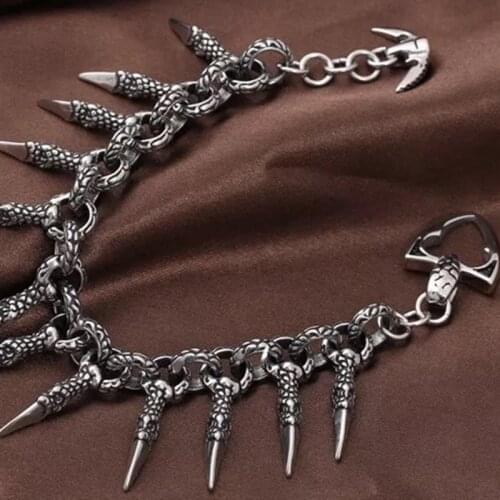 Newest Dragon Nail Design Charms Bracelets For Men Cool Fashion Heavy Big Rock Roll Dragon Bracelets Biker Party Band