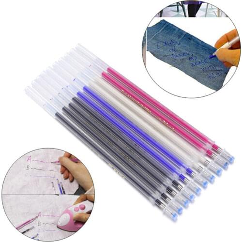 New 10PCS Fabric Markers Pencil Heat Wrap High Temperature Disappearing Marker Pens Fade Out Sewing Drawing Lines Accessories