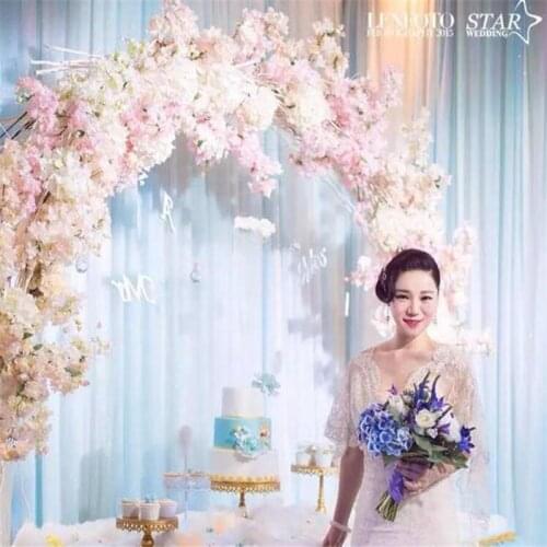 New artificial flower cherry blossom with metal wedding iron arch stand full cherry blossom +arch shelf DIY window party decor