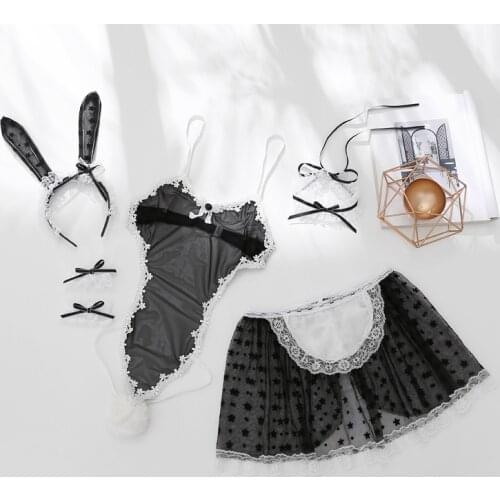 Rabbit Girl Dress Bunny Costume for Role Plays 3 Colors Women Sexy Bunny Cosplay Bodysuit Set Underwear Leotard Maid Cosplay