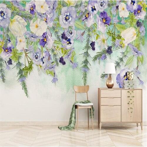 Custom 3D Wallpaper Europe Modern Luxury Wall Mural for Living room Bedroom Background Romantic Purple Elegance Flower Wallpaper