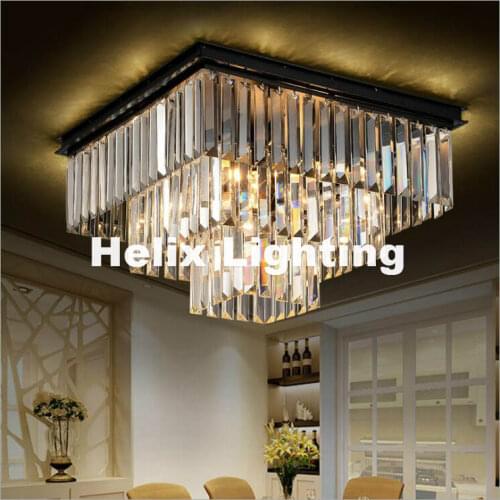 Free Shipping D45cm D60cm Nordic Modern Top K9 Smokey Clear Crystal Ceiling Light Hotel Hall Living Room Dining Room AC Lighting