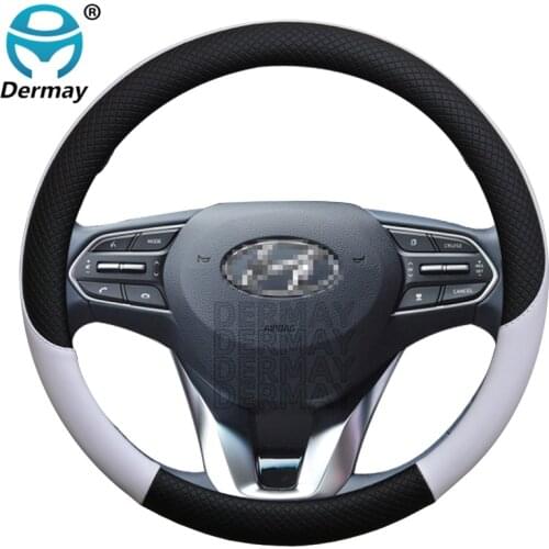 For Hyundai Palisade 2018 2019 2020 2021 Car Steering Wheel Cover Leather Anti-slip 100% DERMAY Brand Auto Accessories